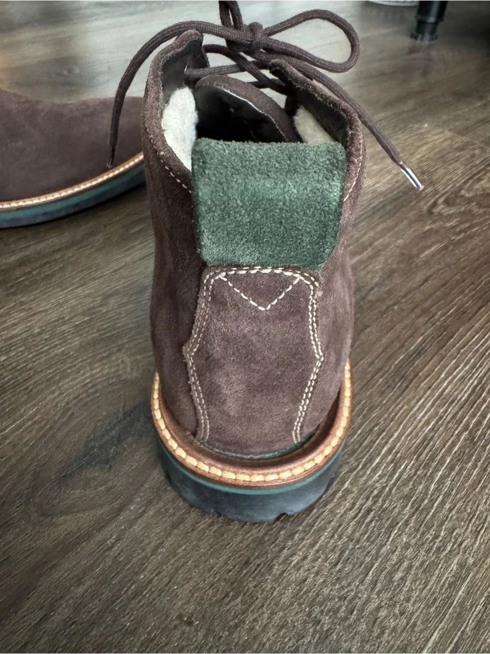 New! Martin Dingman Dark Brown Suede Chukka Boots with Shearling Collar
